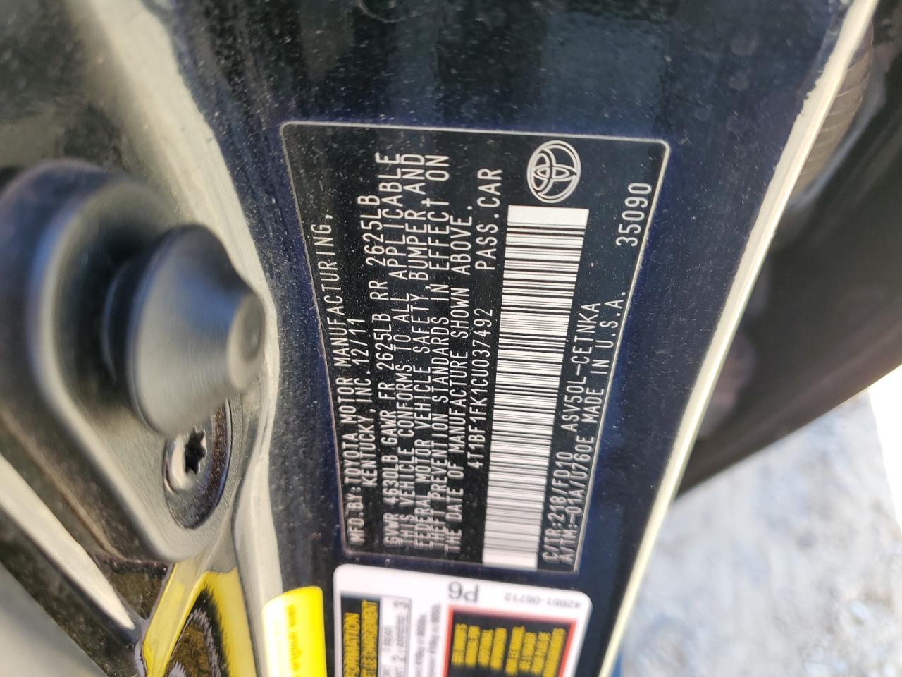 2012 TOYOTA CAMRY
