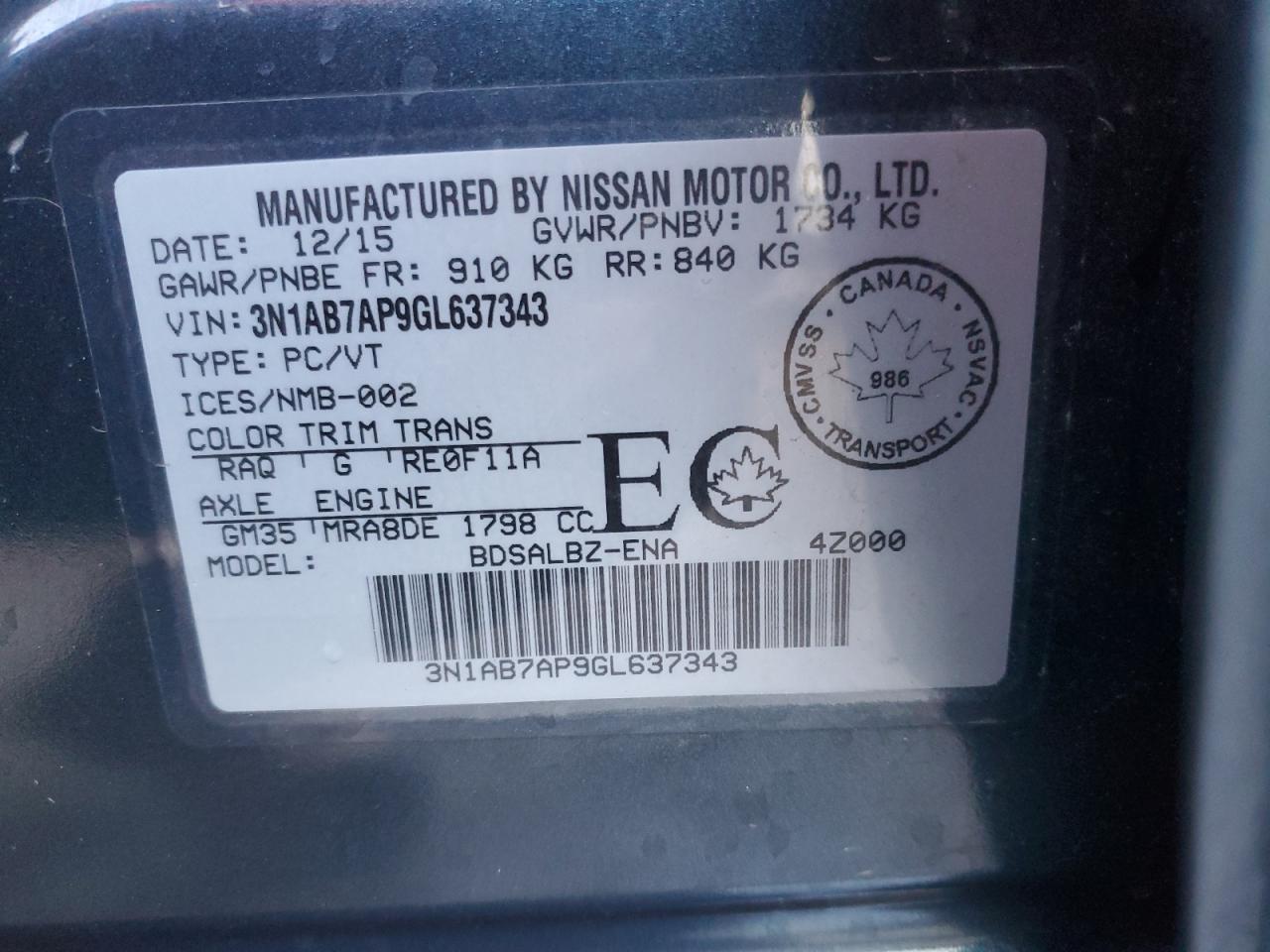 2016 NISSAN SENTRA