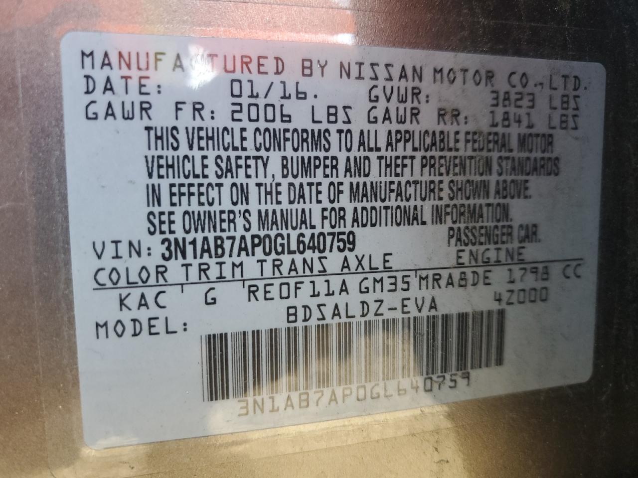 2016 NISSAN SENTRA