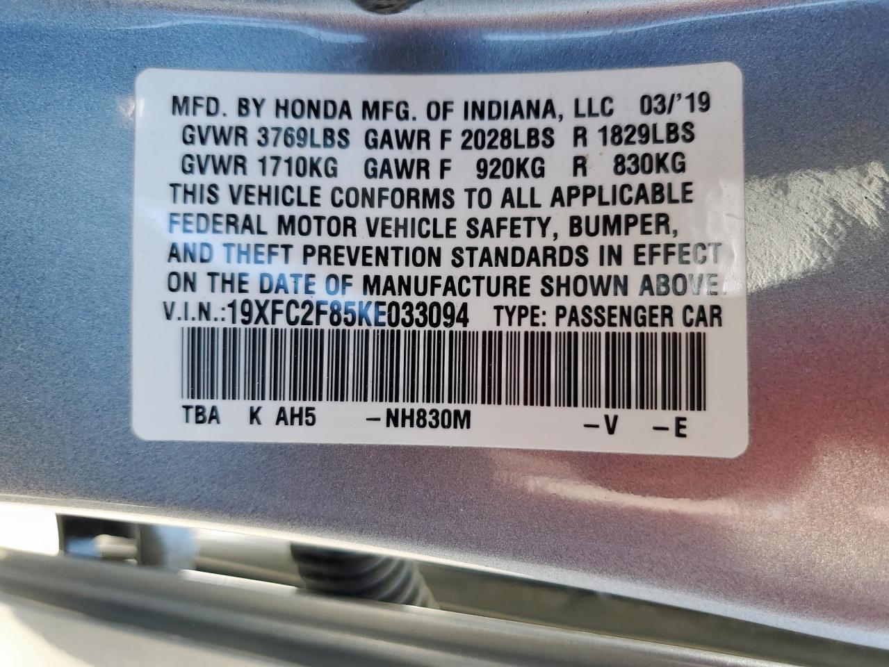 2019 HONDA CIVIC