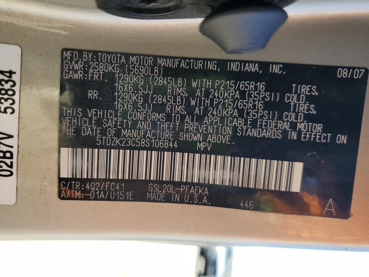 2008 TOYOTA SIENNA