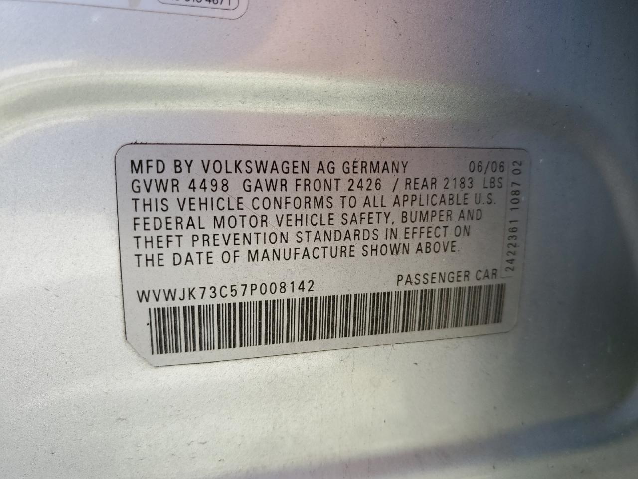 2007 VOLKSWAGEN Passat