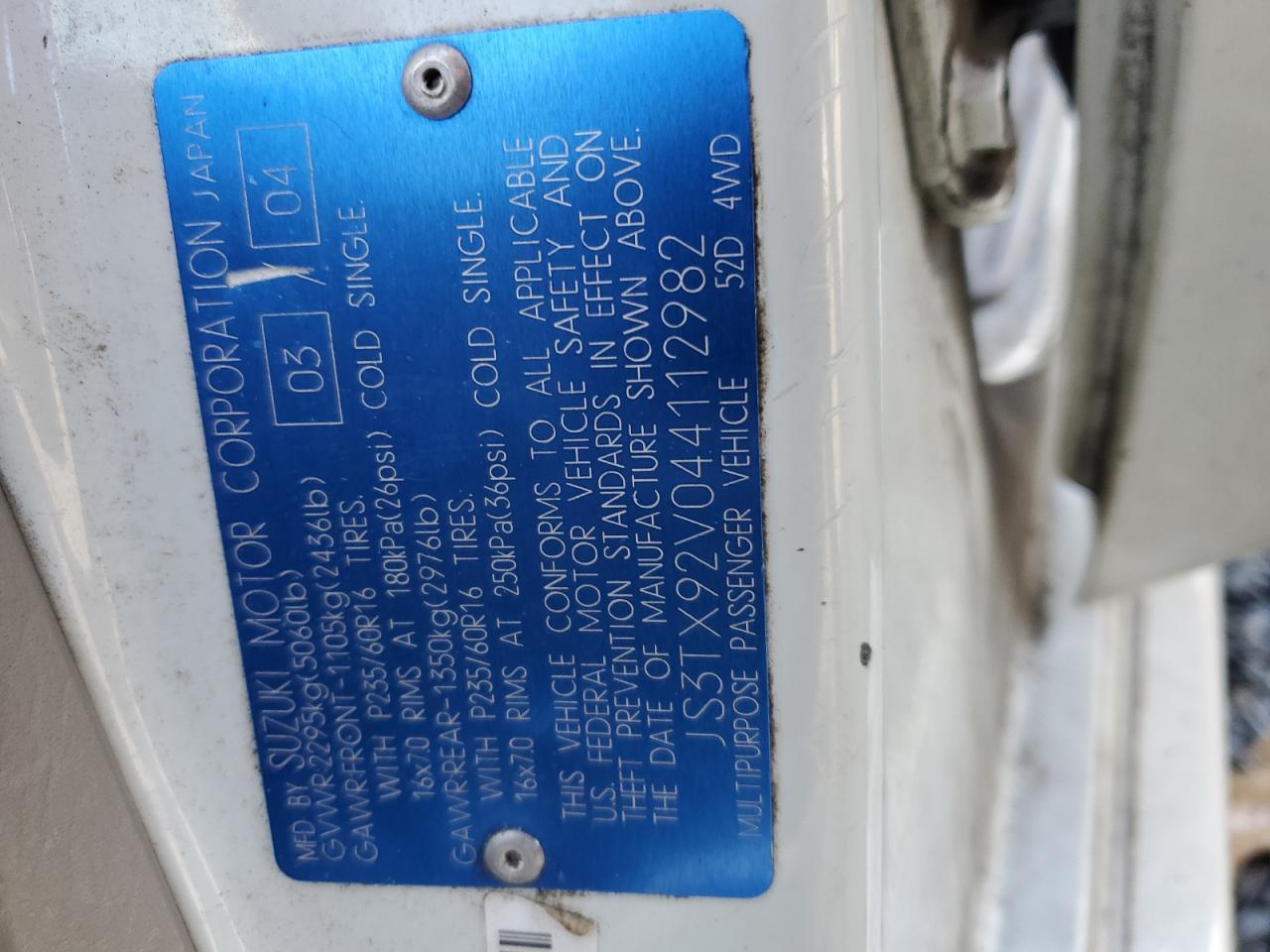 2004 SUZUKI Xl-7