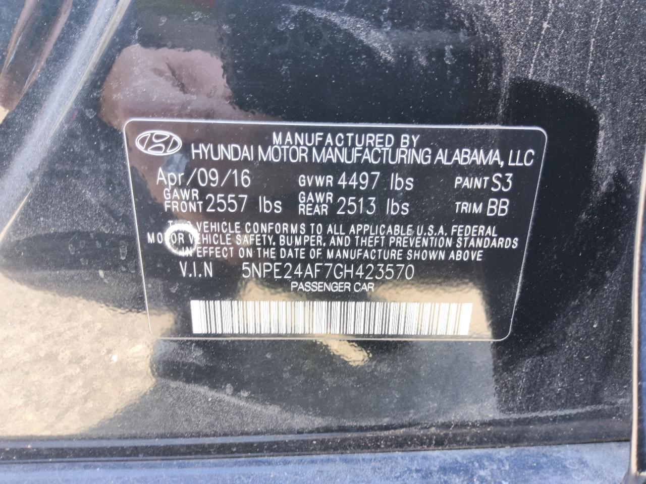 2016 HYUNDAI SONATA