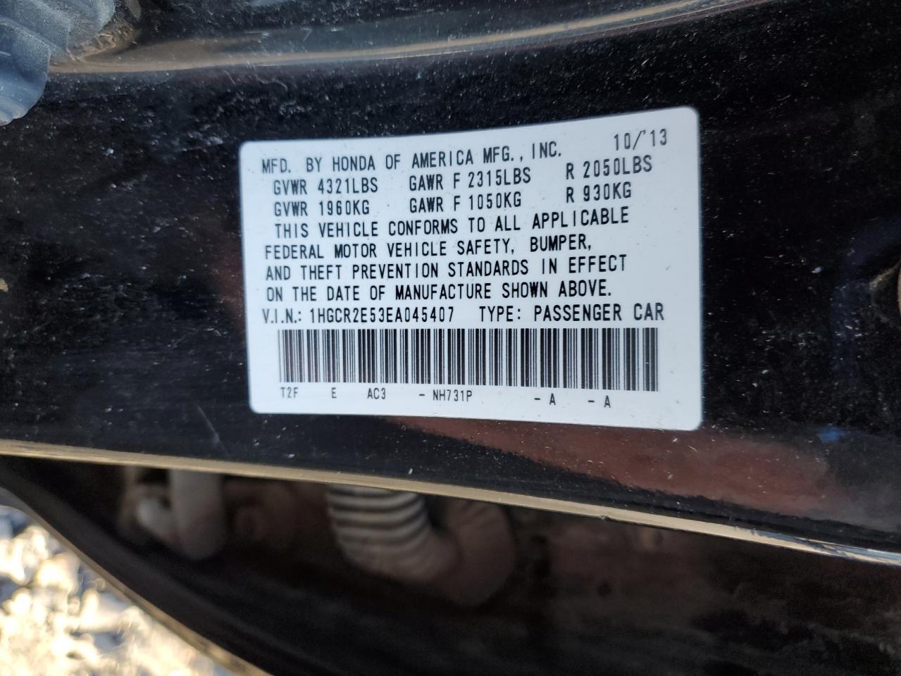 2014 HONDA ACCORD