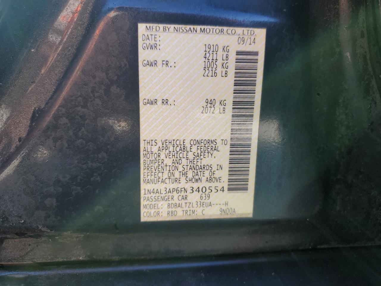 2015 NISSAN ALTIMA