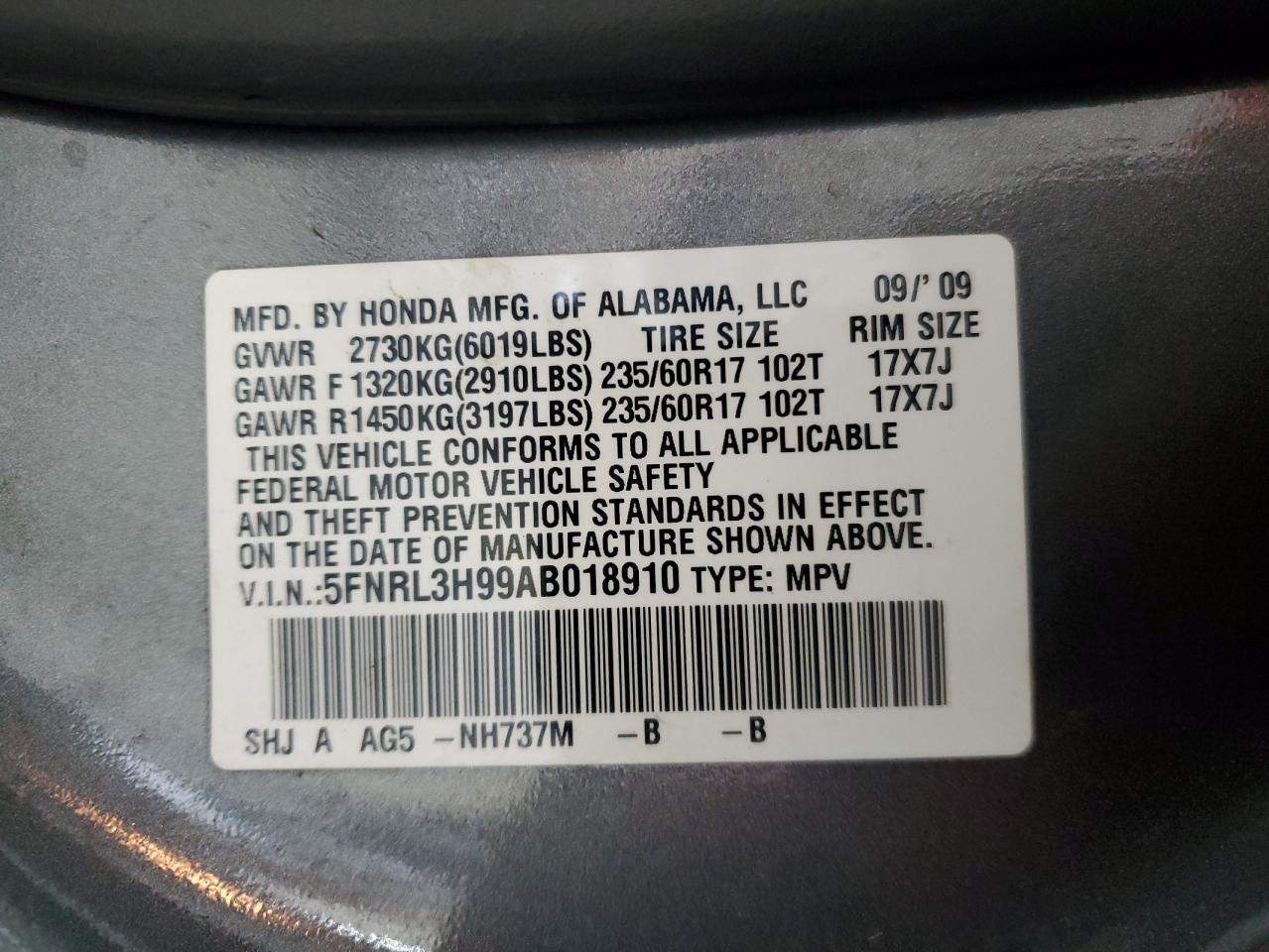 2010 HONDA ODYSSEY