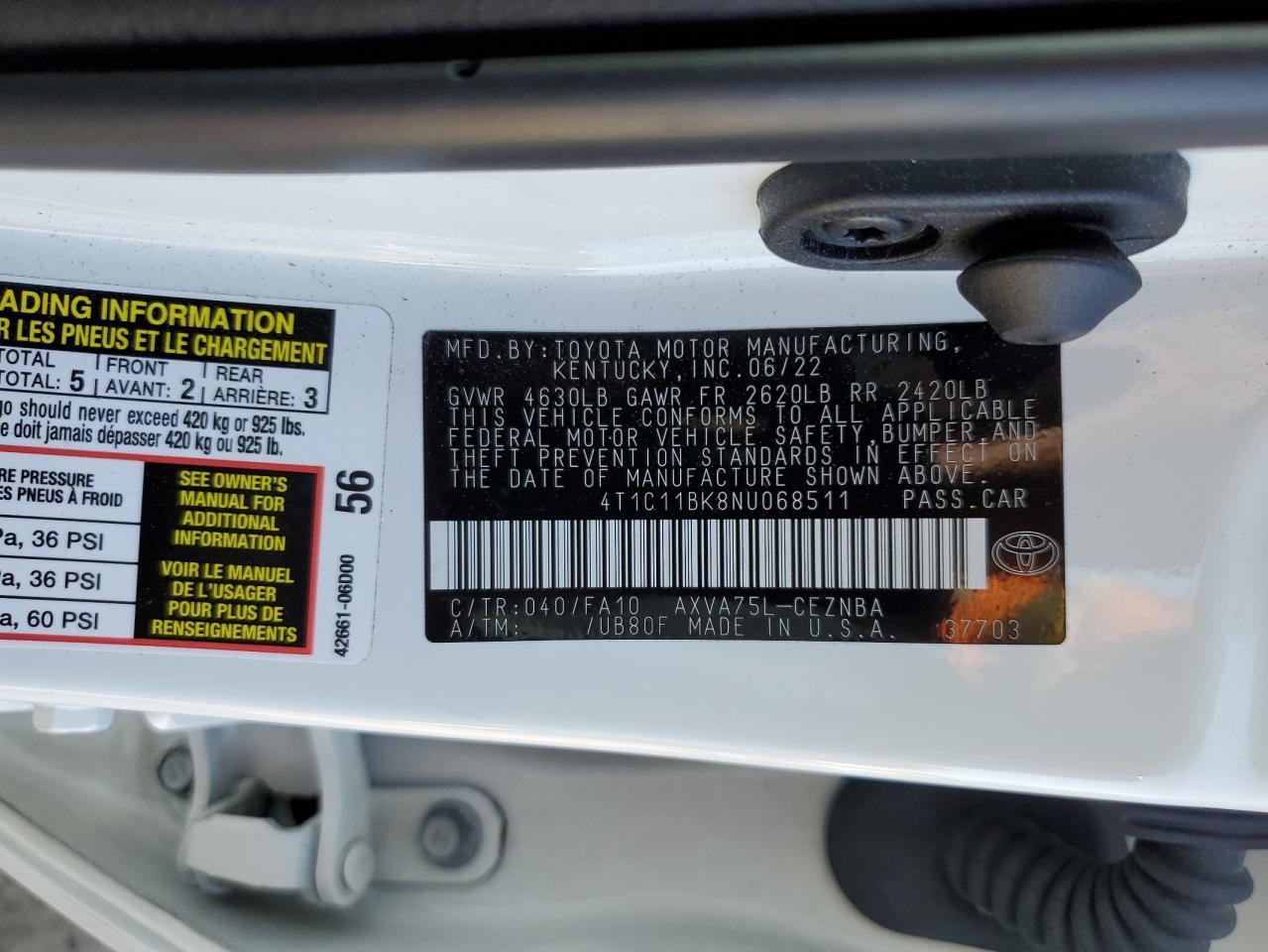 2022 TOYOTA CAMRY