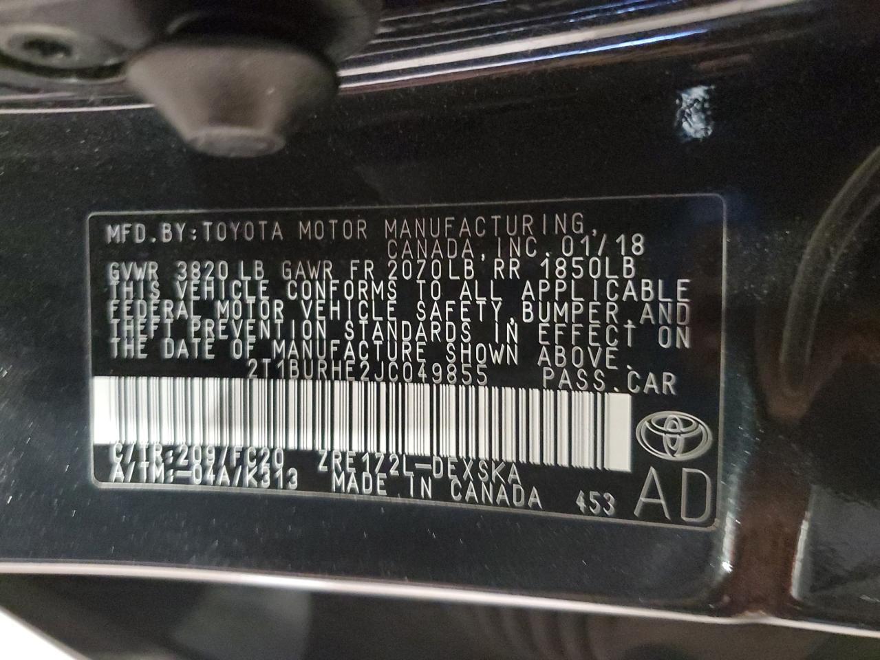 2018 TOYOTA COROLLA