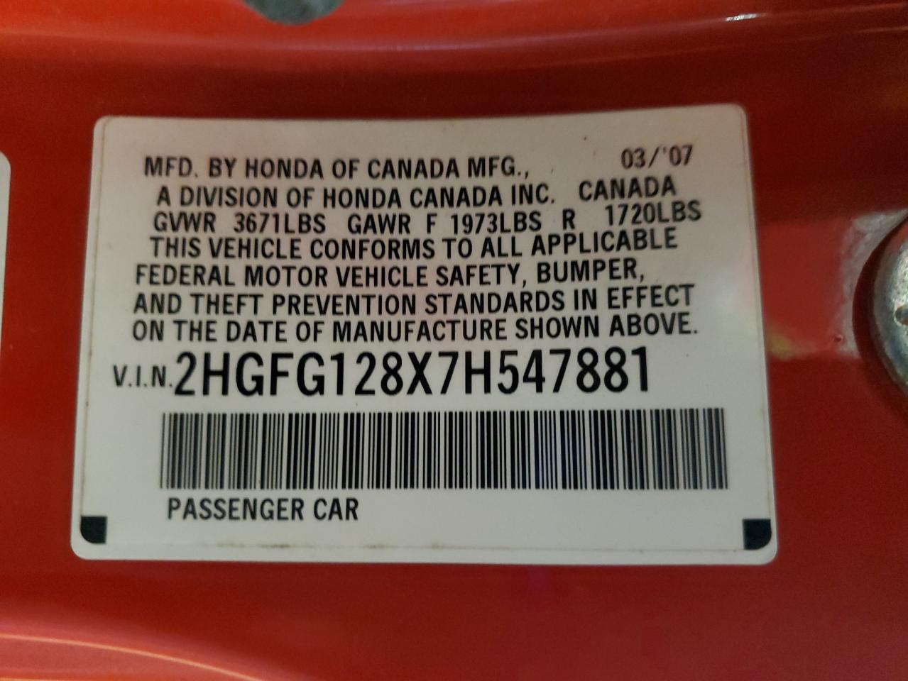 2007 HONDA CIVIC