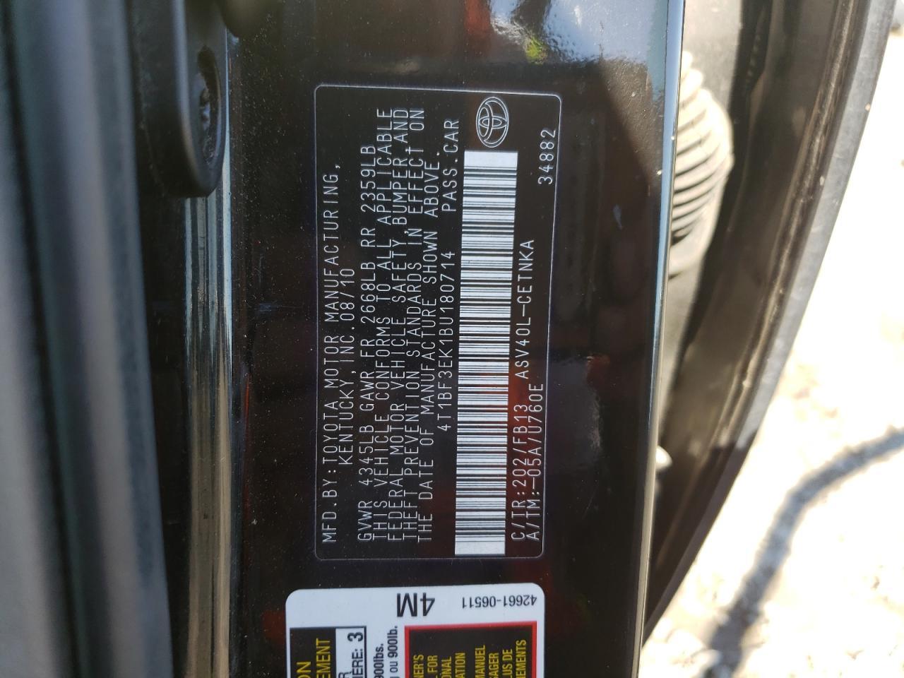 2011 TOYOTA CAMRY