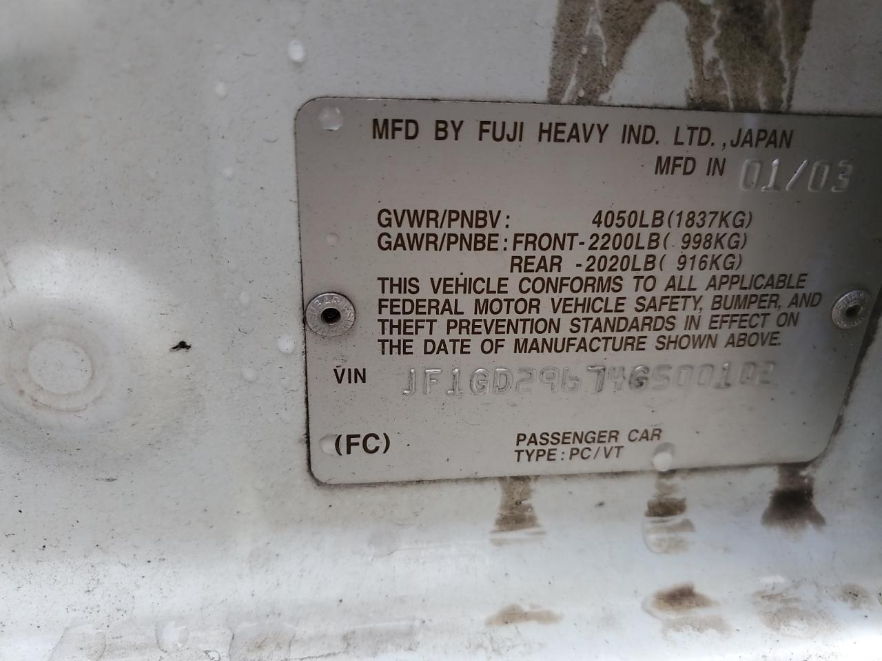 2004 SUBARU IMPREZA