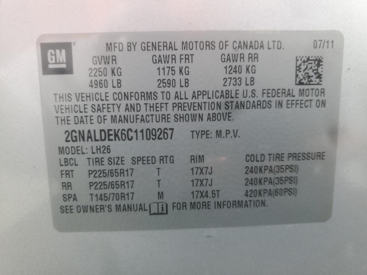 2012 CHEVROLET EQUINOX