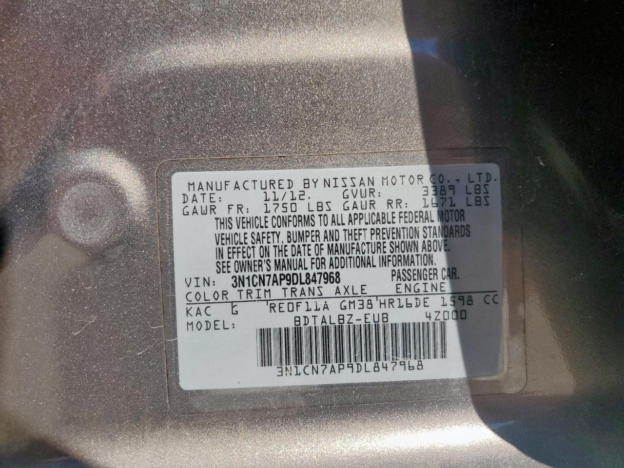 2013 NISSAN VERSA