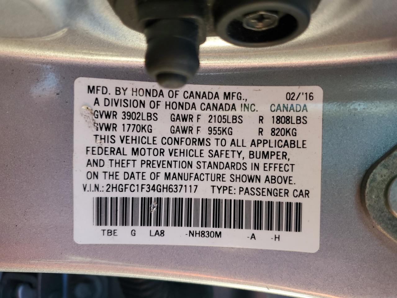 2016 HONDA CIVIC