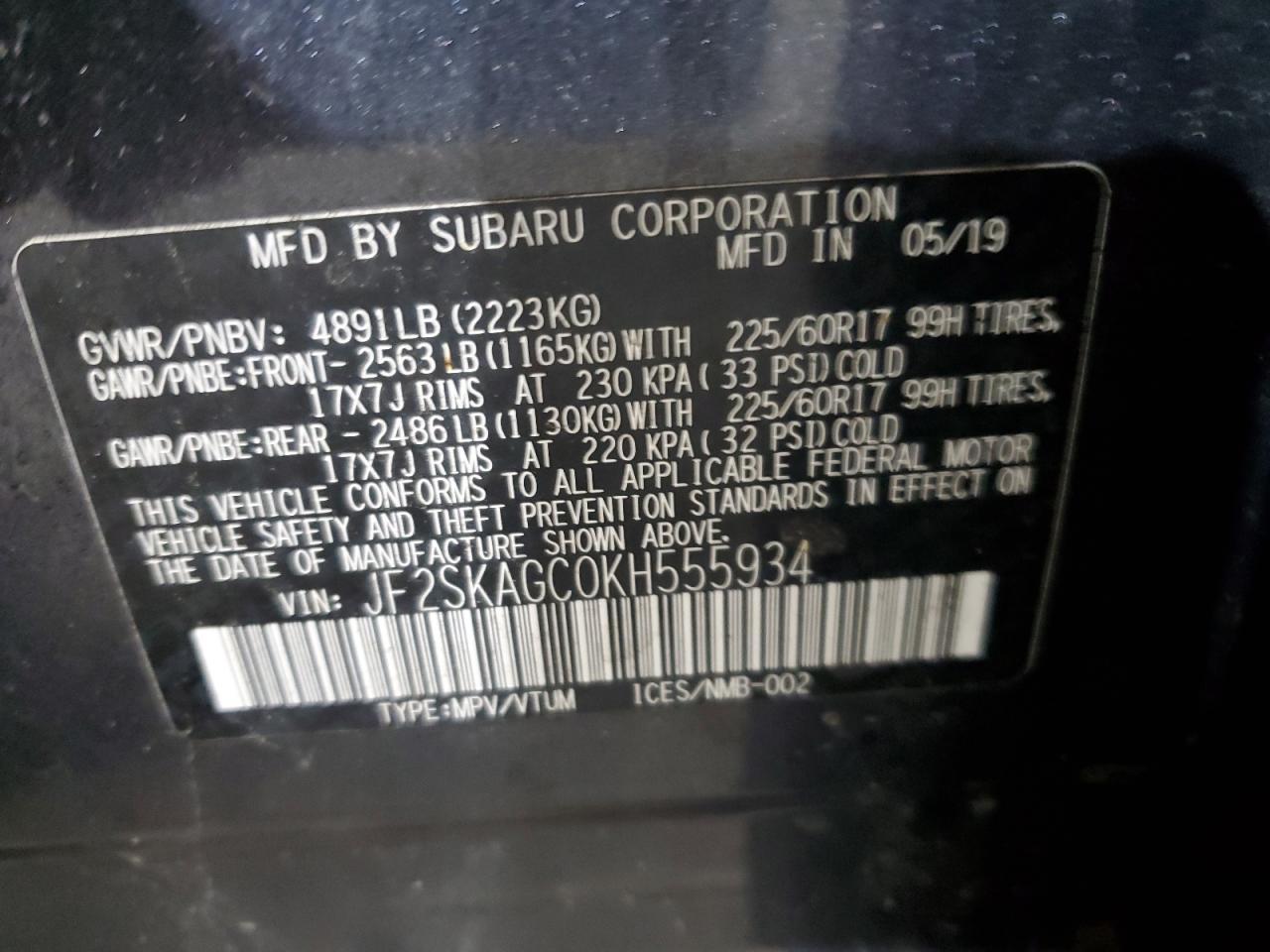 2019 SUBARU FORESTER