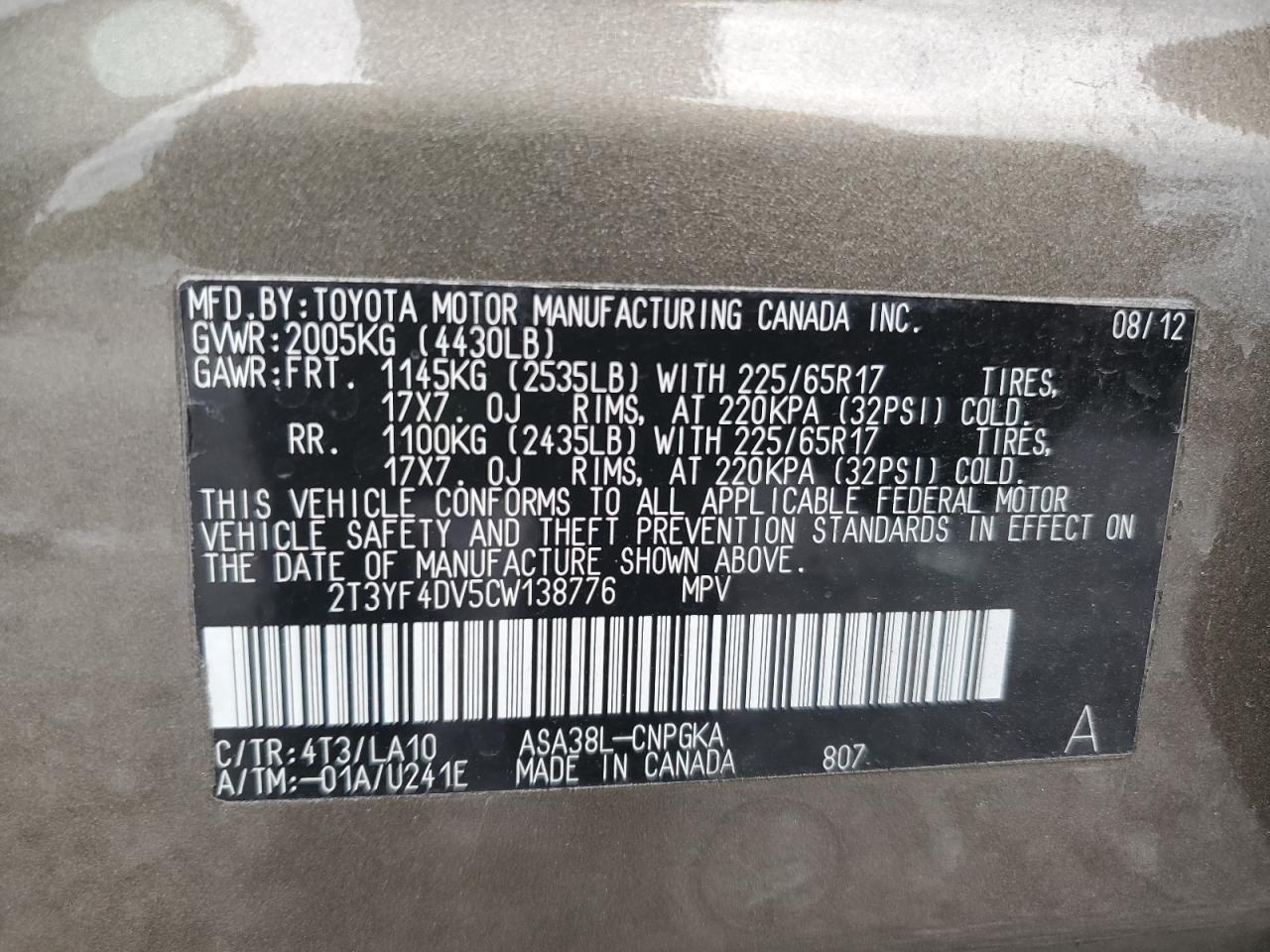 2012 TOYOTA RAV4