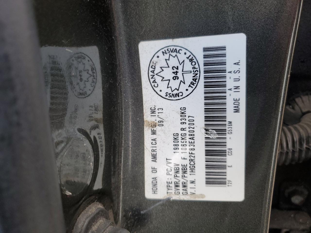 2014 HONDA ACCORD