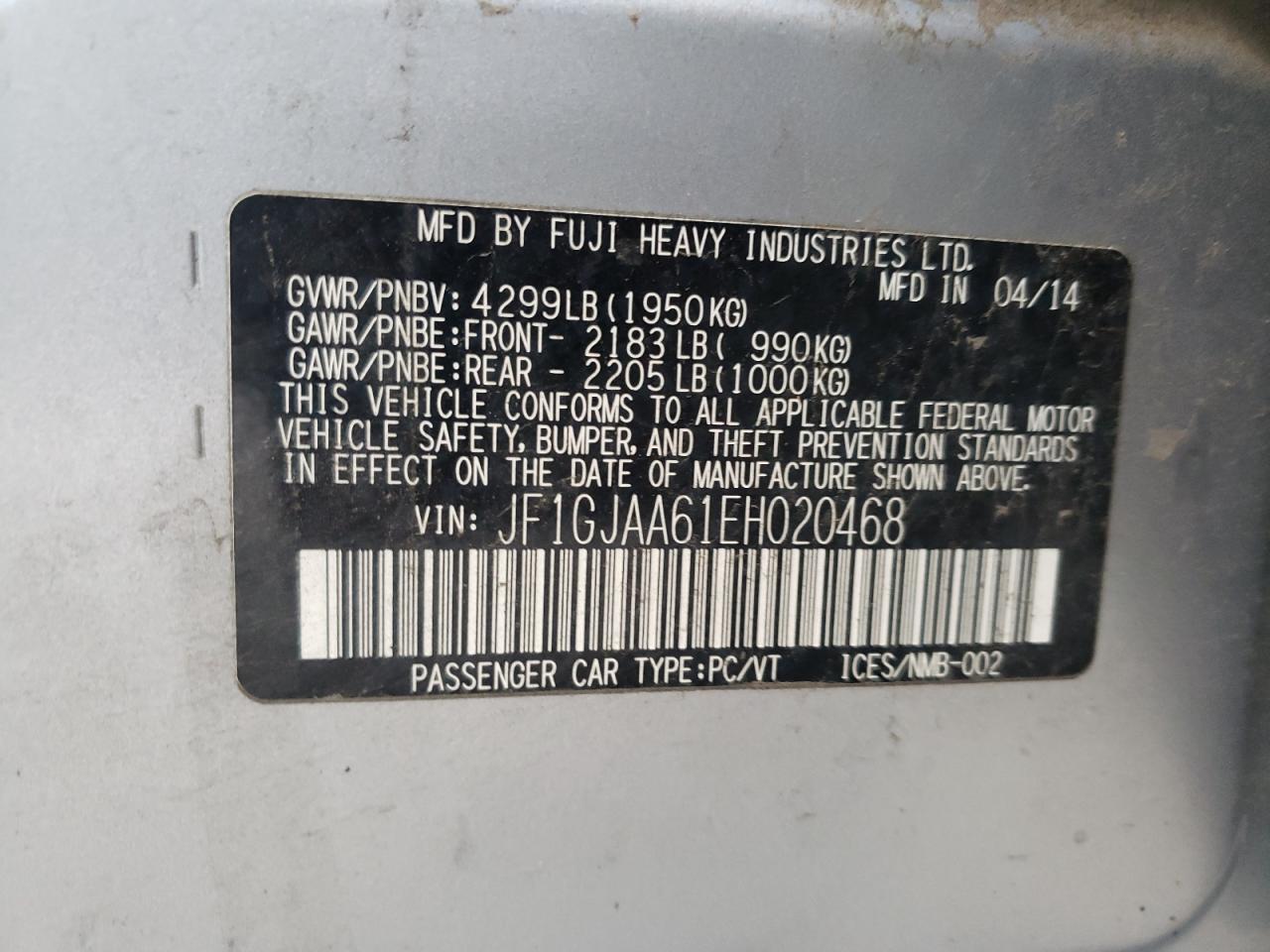 2014 SUBARU IMPREZA