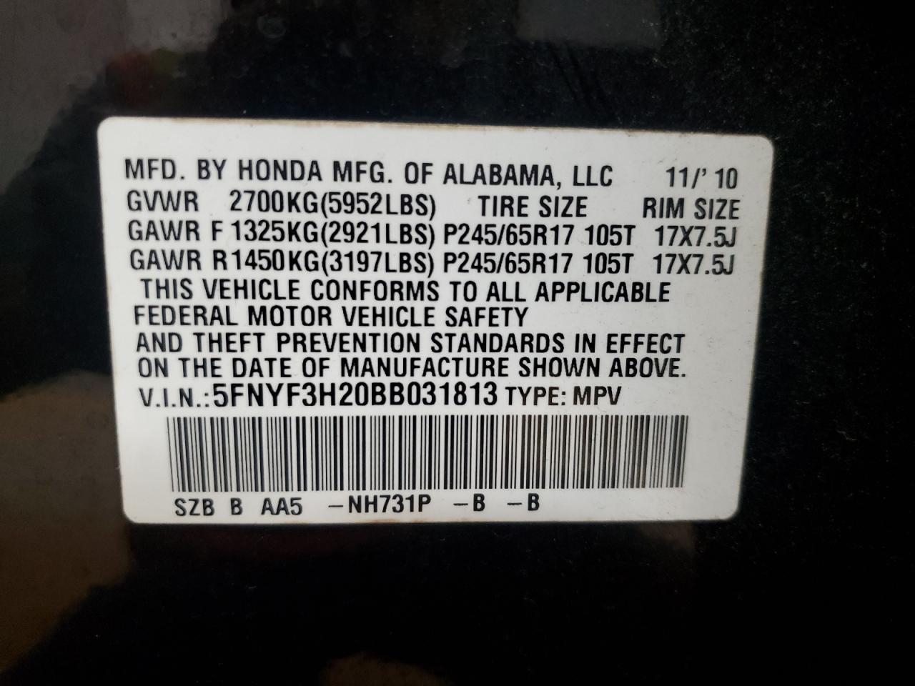 2011 HONDA PILOT