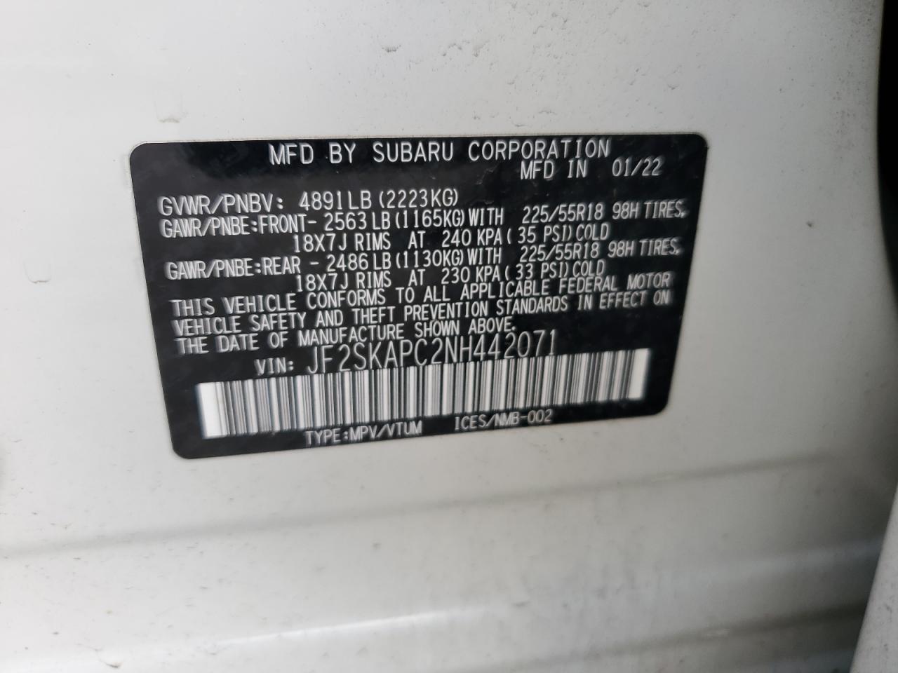 2022 SUBARU FORESTER