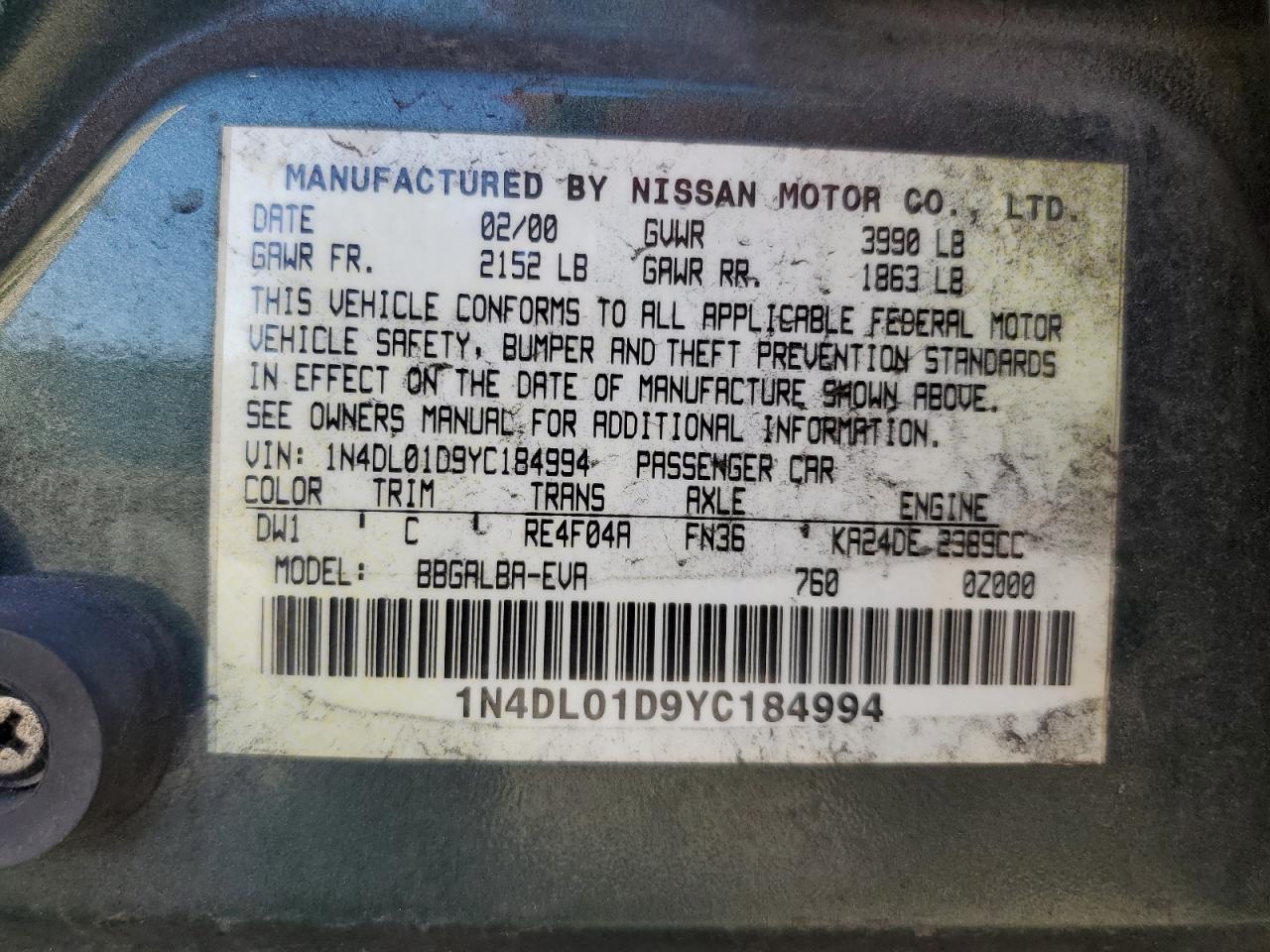 2000 NISSAN ALTIMA