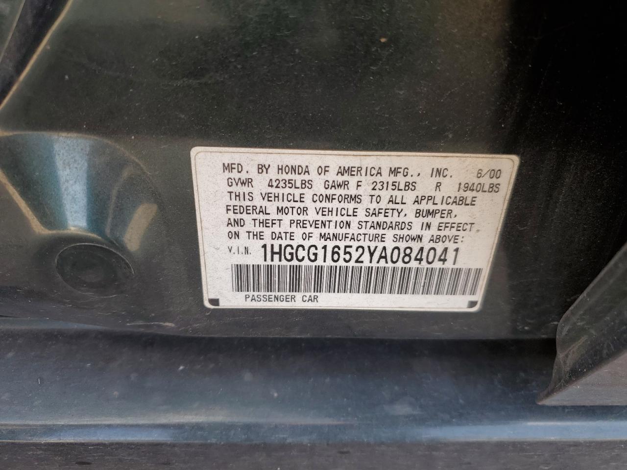 2000 HONDA ACCORD