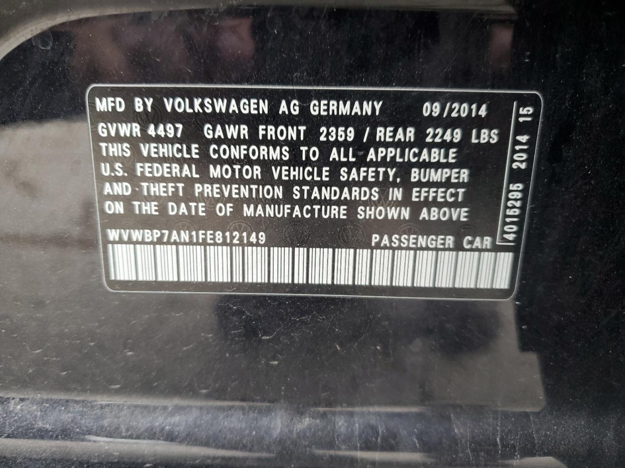2015 VOLKSWAGEN CC