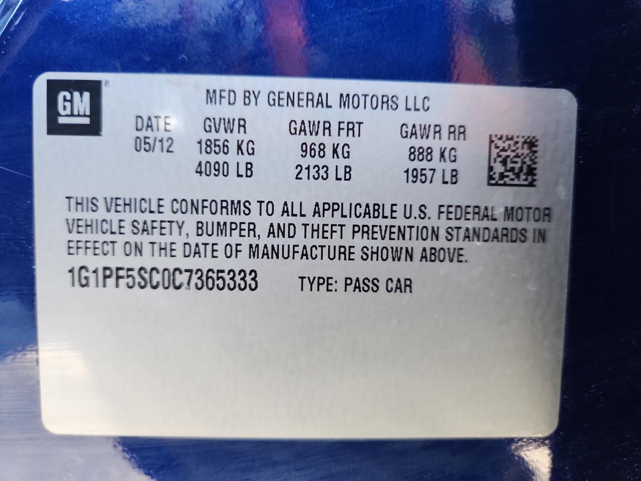 2012 CHEVROLET CRUZE