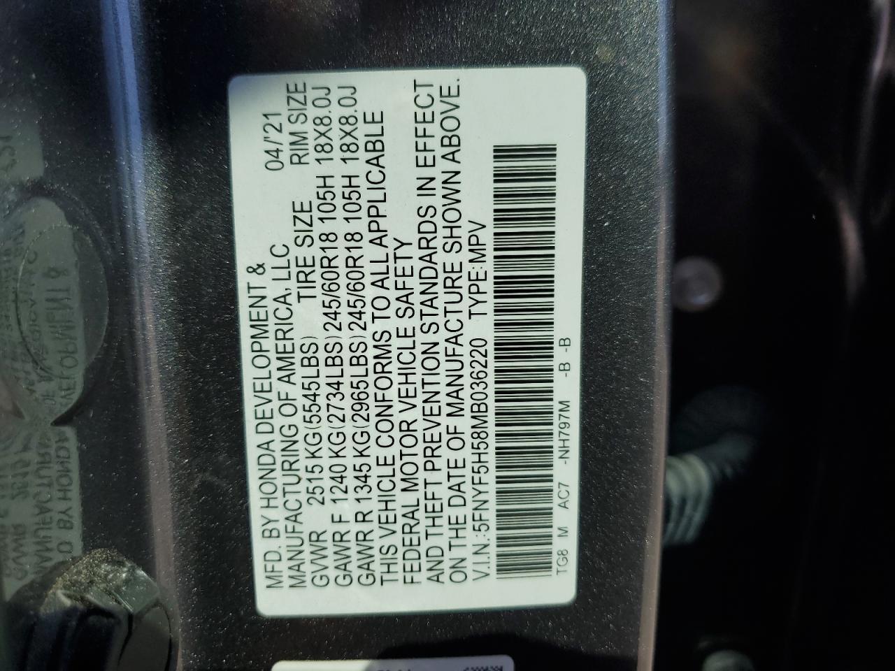 2021 HONDA PILOT
