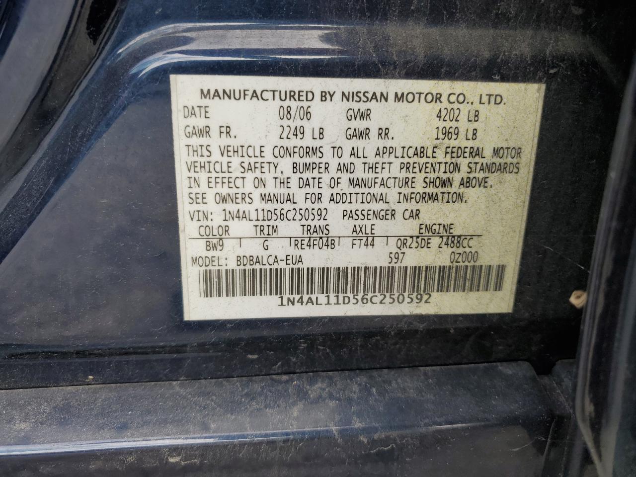 2006 NISSAN ALTIMA