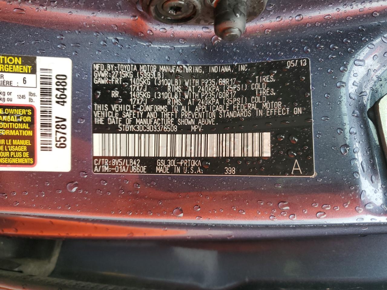 2013 TOYOTA SIENNA
