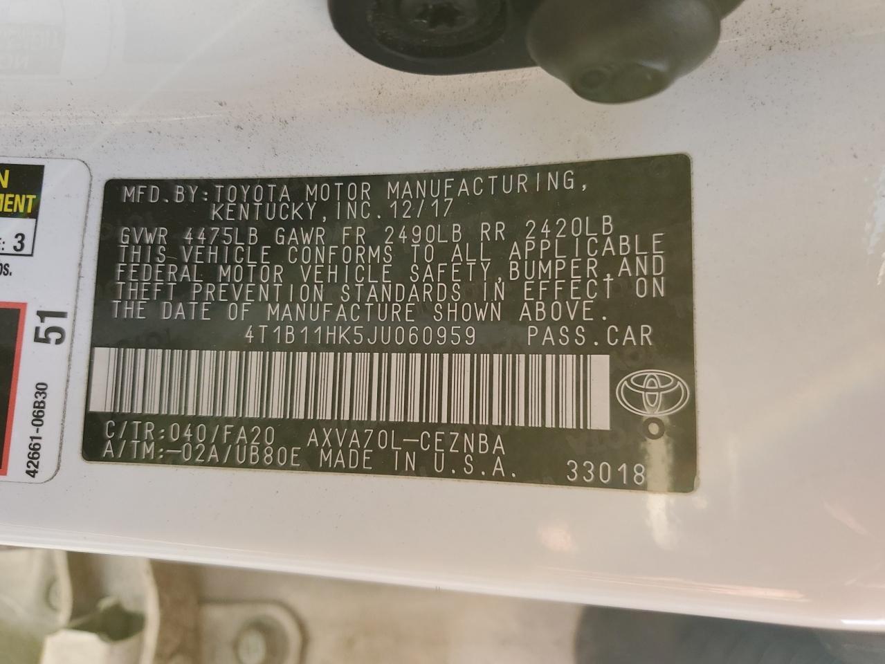 2018 TOYOTA CAMRY