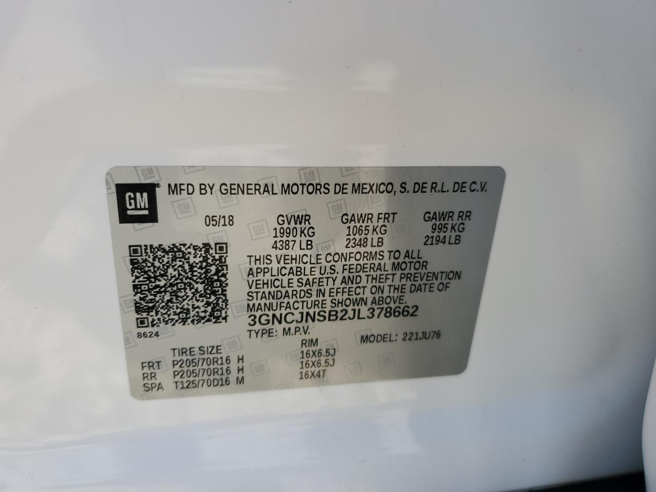 2018 CHEVROLET TRAX