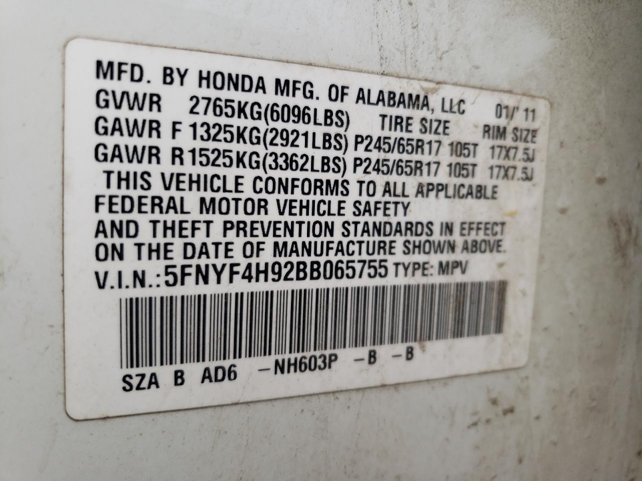 2011 HONDA PILOT