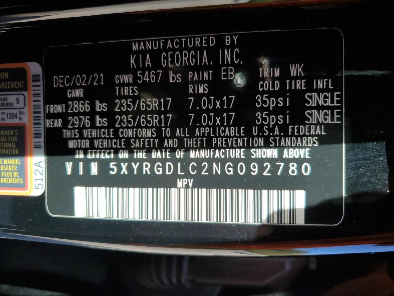 2022 KIA SORENTO