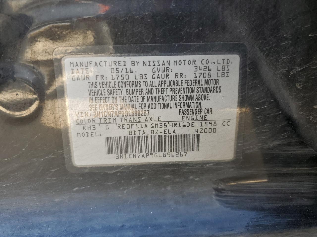 2016 NISSAN VERSA