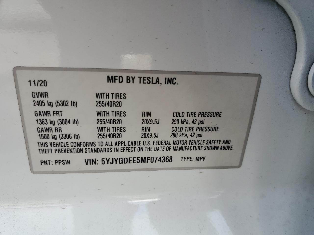 2021 TESLA MODEL Y