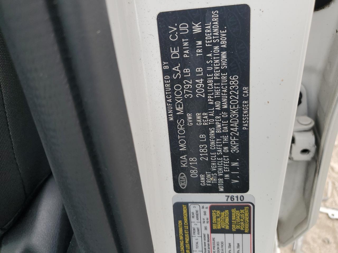 2019 KIA FORTE