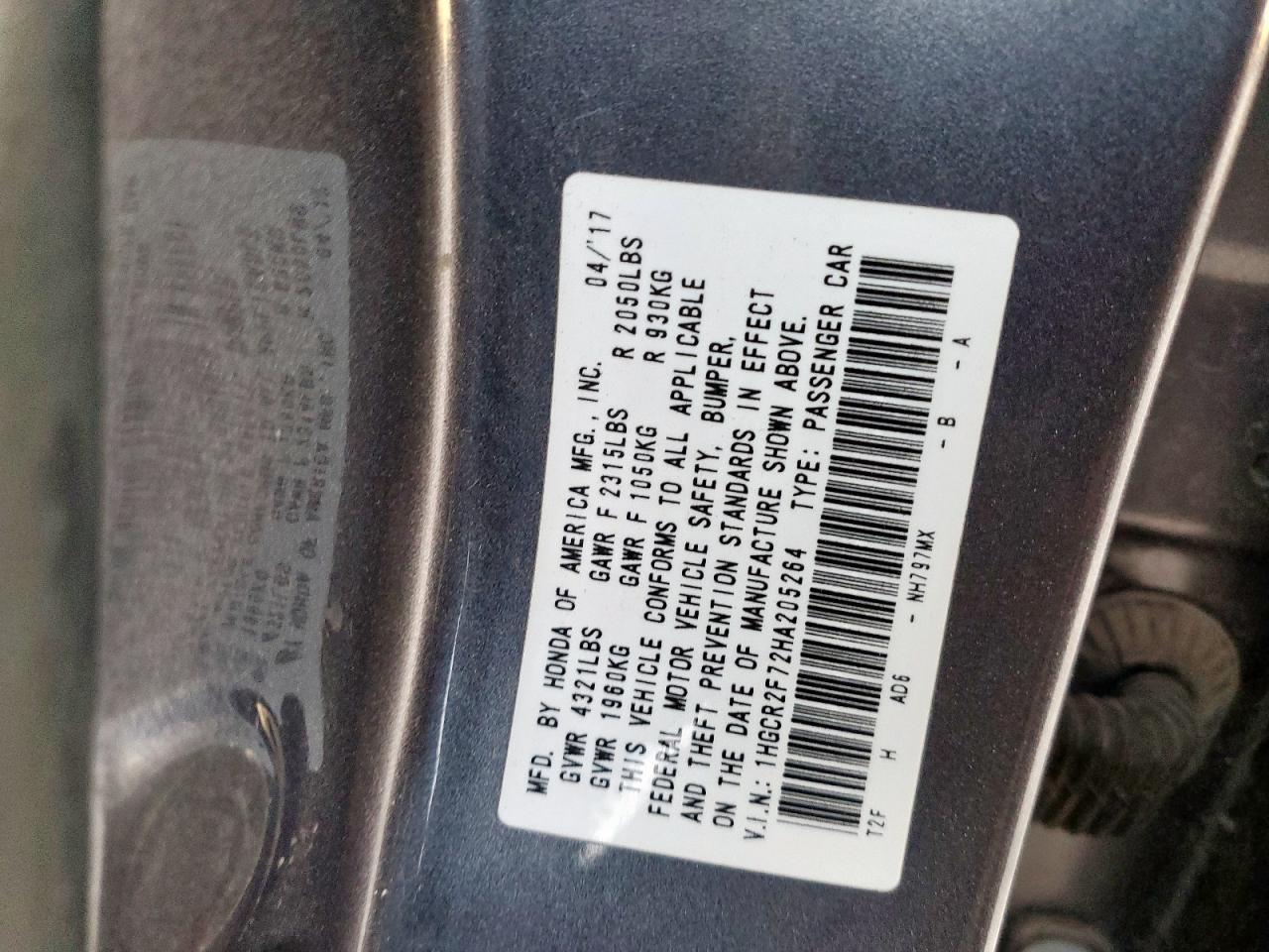 2017 HONDA ACCORD