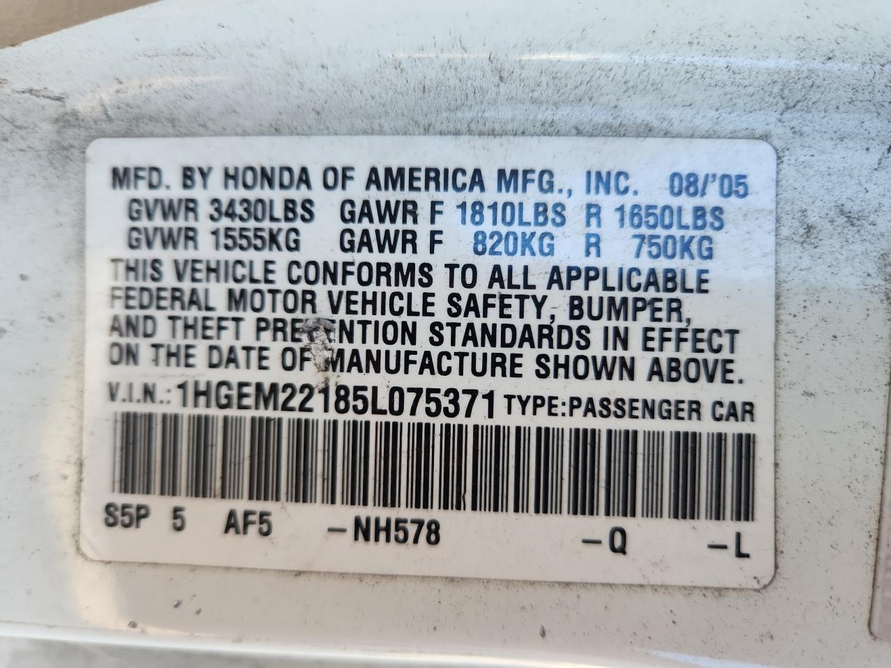 2005 HONDA CIVIC