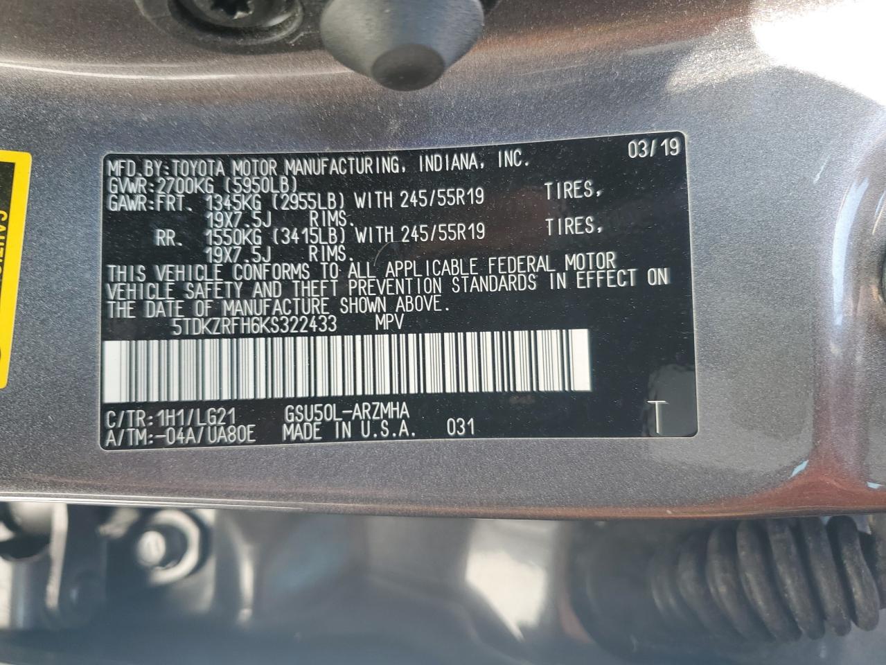 2019 TOYOTA HIGHLANDER