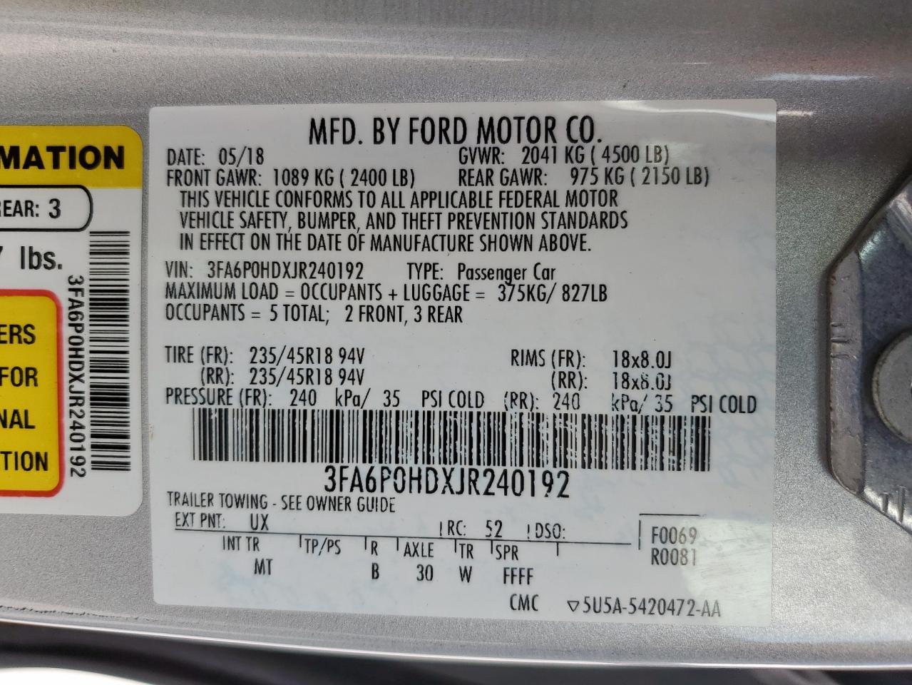 2018 FORD FUSION
