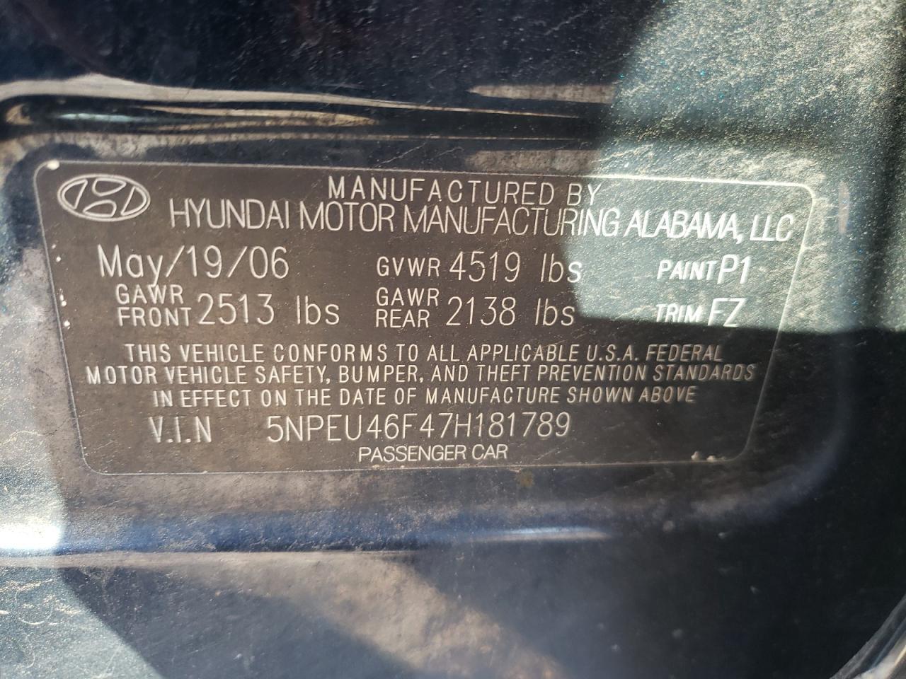 2007 HYUNDAI SONATA