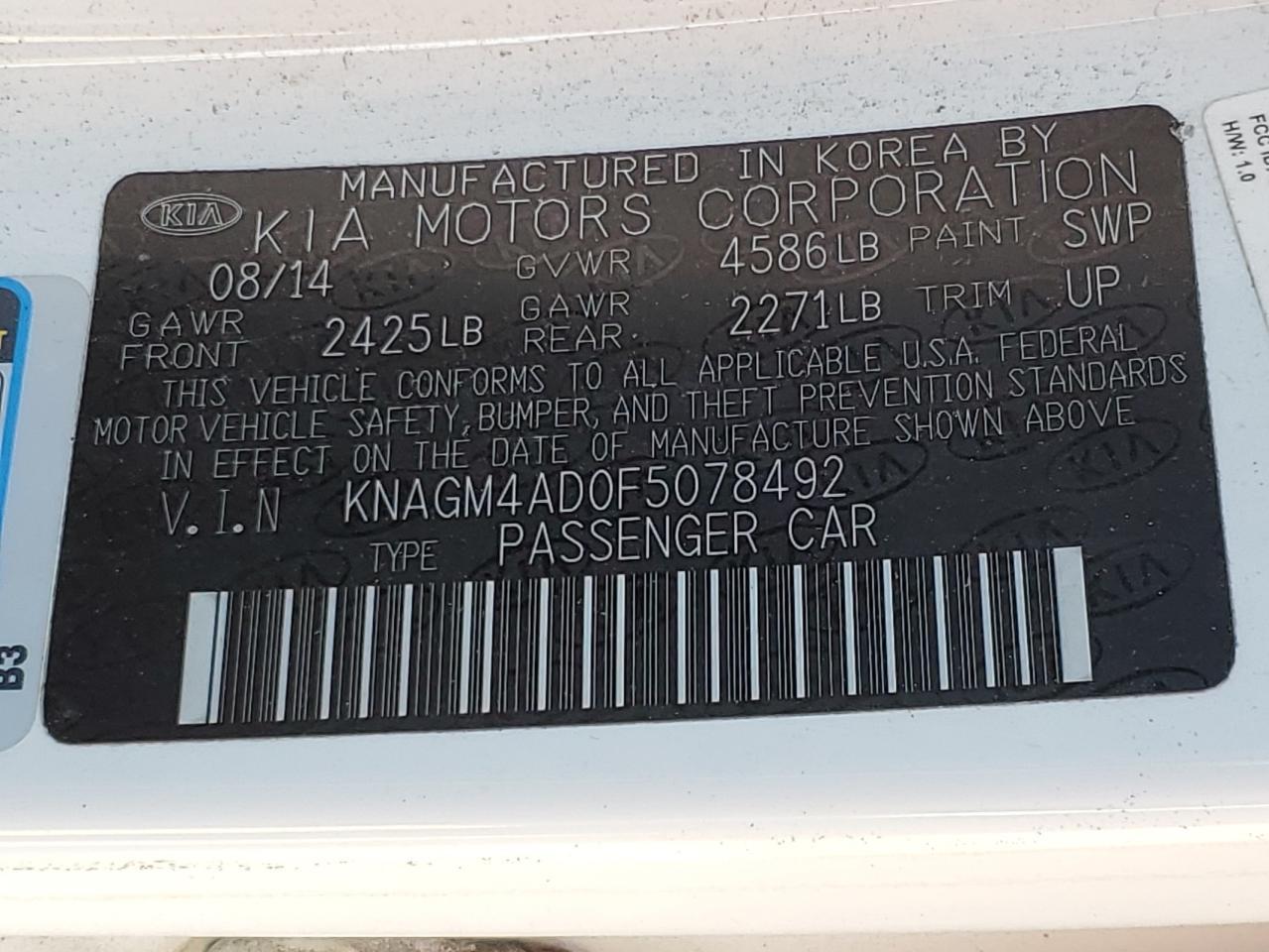 2015 KIA Optima Hybrid