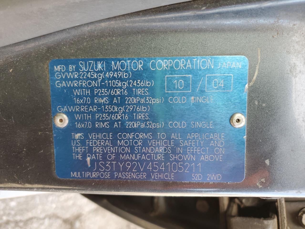 2005 SUZUKI Xl-7