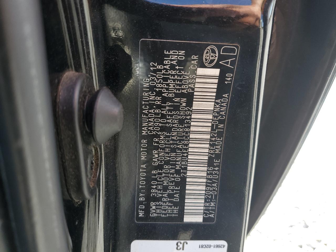 2012 TOYOTA COROLLA