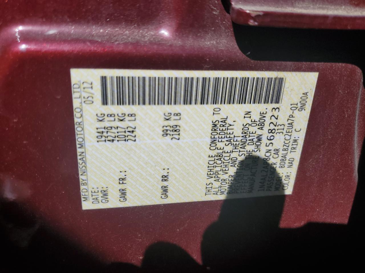 2012 NISSAN ALTIMA