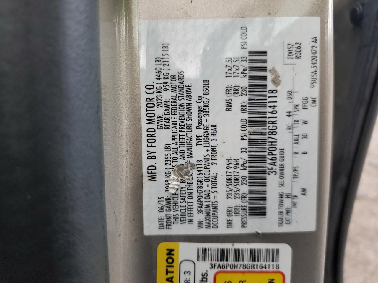 2016 FORD FUSION