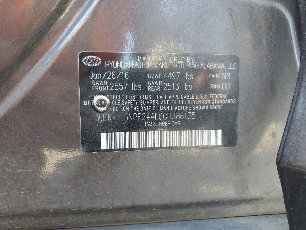 2016 HYUNDAI SONATA